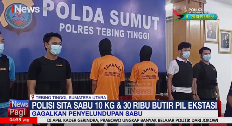 Polisi Gagalkan Penyeludupan 10 Kg Sabu dan 30 Ribu Butir Pil Ekstasi