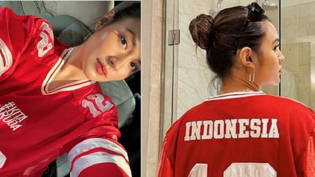 Raisa Tampil Stylish Pakai Jersey Jelang Laga Indonesia vs Australia, Netizen: Cantik Banget!