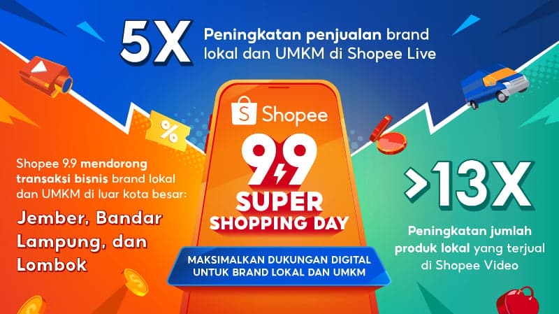 Penjualan Brand Lokal Melonjak 5 Kali Lipat berkat Live Streaming Shopee 9.9 Super Shopping Day