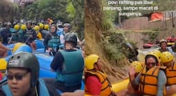 Viral Wisatawan Rafting Pas Libur Panjang, Macetnya Sampai di Sungai!