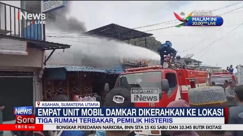 Tiga Rumah di Asahan Ludes Terbakar, Diduga Api Berasal dari Kompor