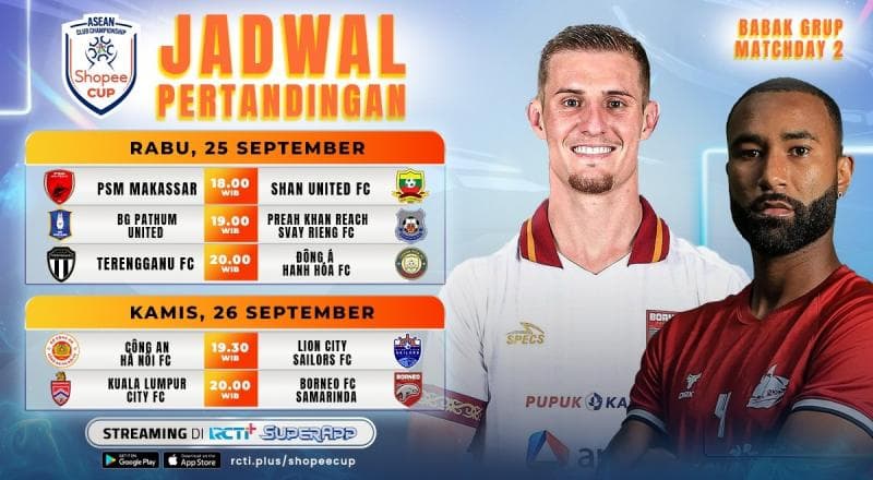 Jadwal Live Streaming Shopee Cup ASEAN Club Championship Matchday 2 Besok di RCTI+ SuperApp