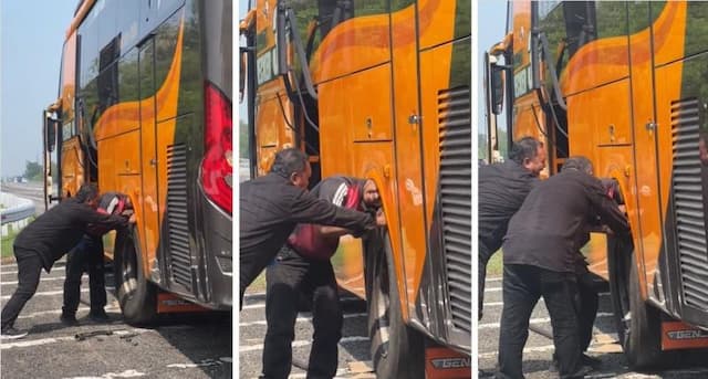 Viral Kepala Kru Bus Terjepit Ban di Jalan Tol, Netizen Bingung: Kok Bisa Ya?