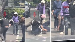 Sadis! Pemotor Ini Banting Pacar di Tengah Jalan, Warga Kaget: Di Tempat Umum Berani Gitu