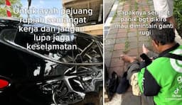 Mobil Penyok Ditabrak Driver Ojol, Respons Pengendara Ini Bikin Netizen Haru