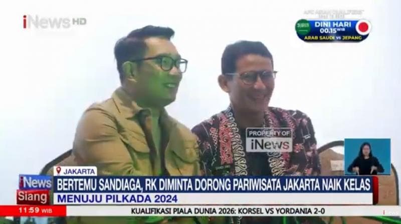 Bertemu Sandiaga Uno, RK Diminta Dorong Pariwisata Jakarta Naik Kelas