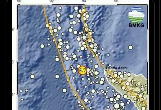 Info BMKG Gempa Terkini M 5,8 Guncang Banda Aceh