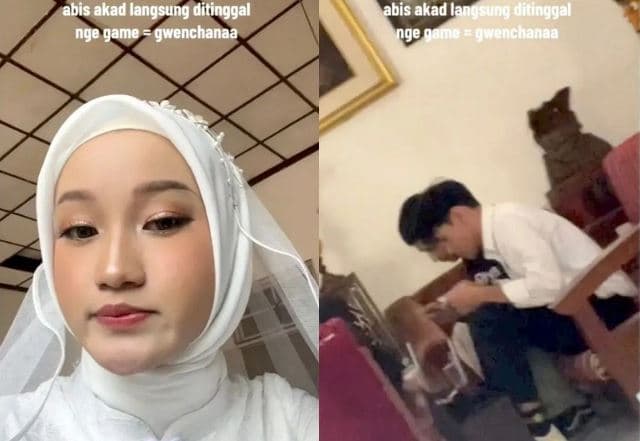 Viral Hijaber Cantik Ditinggal Suami Main Game Usai Akad Nikah, Ekspresinya Gemesin Banget