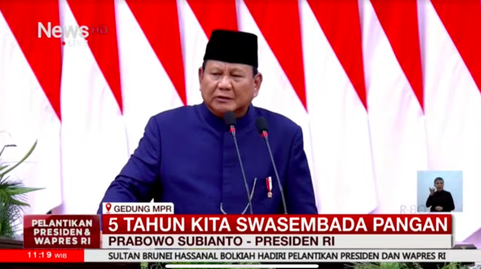 Pidato Perdana Presiden Prabowo: Anak-Anak Kita Harus Makan Bergizi Paling Tidak Sekali Sehari