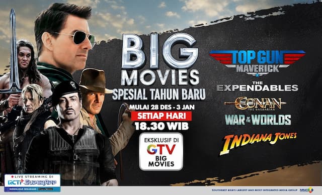 GTV Big Movies Spesial Tahun Baru: Dari Maverick hingga The Expendables GTV Big Movies Spesial Tahun Baru: Dari Maverick hingga The Expendables