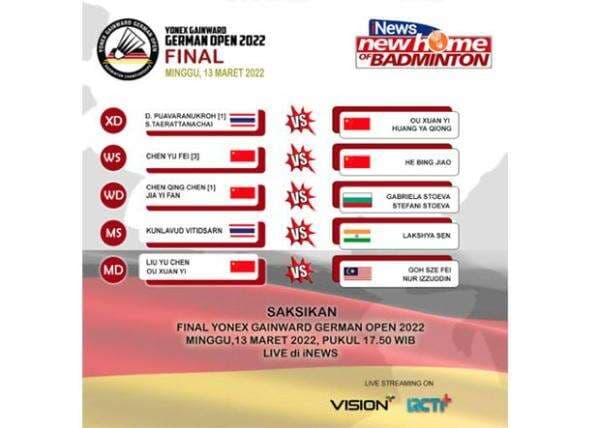 Saksikan Partai Puncak German Open 2022, LIVE di iNews Saksikan Partai Puncak German Open 2022, LIVE di iNews