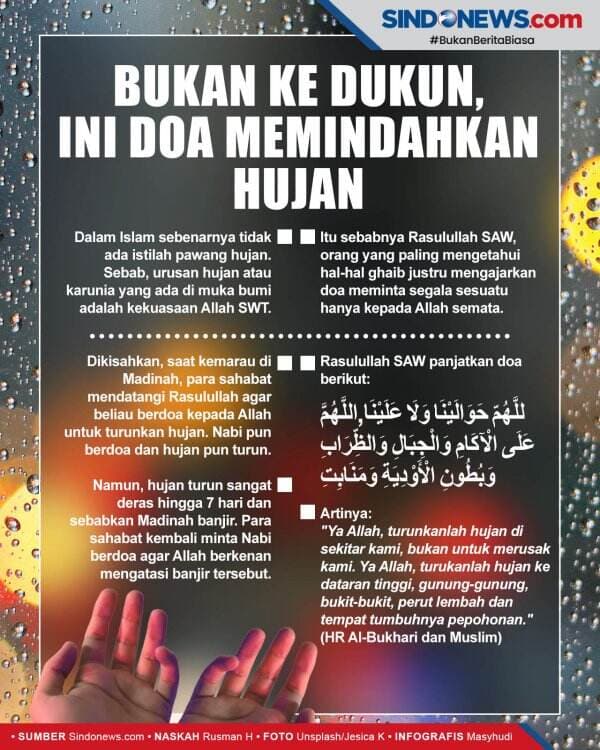 Bukan Minta ke Dukun, Ini Doa Rasulullah Memindahkan Hujan