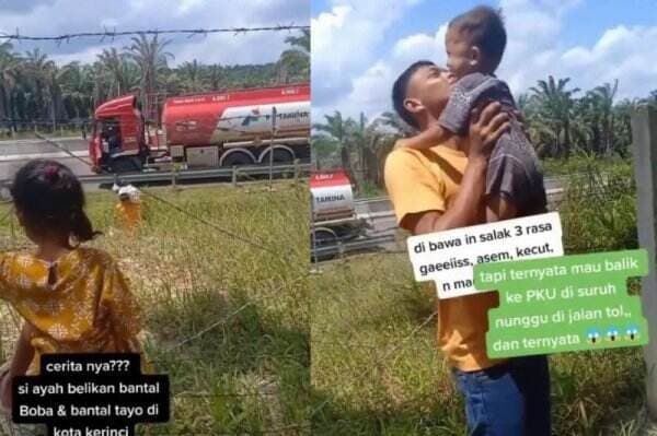 Viral! Sopir Truk Ini Berhenti di Pinggir Tol demi Temui Anak, Netizen: Panjang Umur Pejuang Rupiah