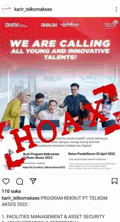 Waspada! Akun Lowongan Kerja Palsu dan Penipuan Mengatasnamakan Telkom Akses Waspada! Akun Lowongan Kerja Palsu dan Penipuan Mengatasnamakan Telkom Akses