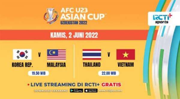 Jadwal Live Streaming AFC U-23 Asian Cup 2022 di RCTI Plus: Korea Selatan vs Malaysia dan Thailand vs Vietnam Jadwal Live Streaming AFC U-23 Asian Cup 2022 di RCTI Plus: Korea Selatan vs Malaysia dan Thailand vs Vietnam