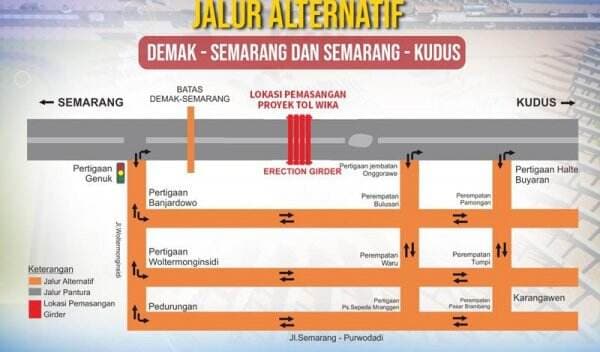 Antisipasi Kemacetan Pemasangan Girder Tol Semarang-Demak, Polisi Siapkan Jalur Alternatif