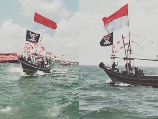 Sugoi! Kapal Nelayan Indonesia Kibarkan Bendera Topi Jerami dari Anime One Piece Sugoi! Kapal Nelayan Indonesia Kibarkan Bendera Topi Jerami dari Anime One Piece