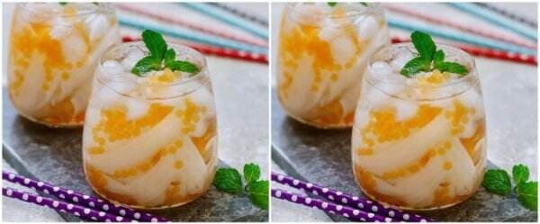 Resep es kelapa muda jelly orange, segar dan mudah dibuat