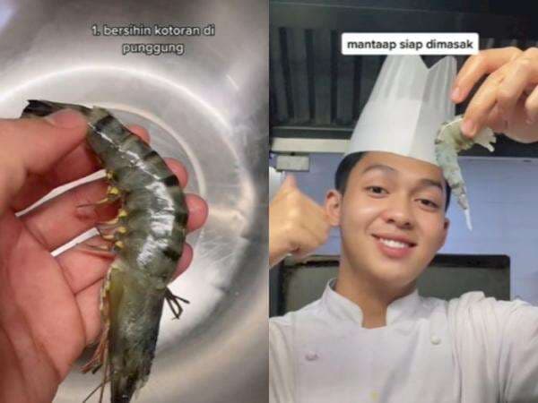 Chef Pria Ini Bagikan Cara Bersihkan Udang Pakai Tusuk Sate, Malah Salfok sama Wajahnya Chef Pria Ini Bagikan Cara Bersihkan Udang Pakai Tusuk Sate, Malah Salfok sama Wajahnya