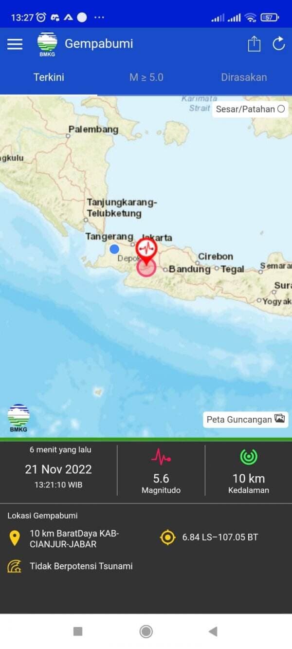 Gempa Cianjur 5,6 SR, Guncangannya Dirasakan Hingga Banten