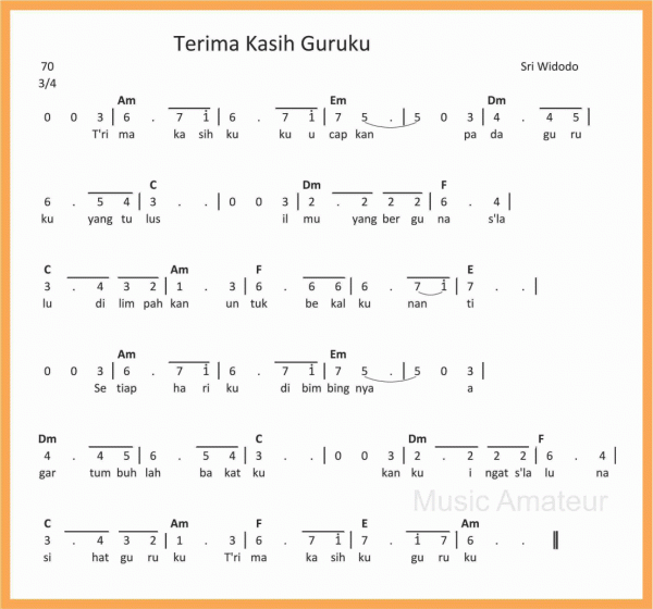 Lirik Terima Kasih Guruku dan Chord Gitarnya