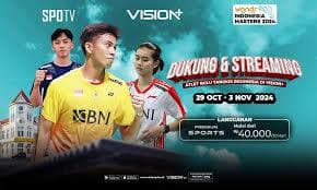 Streaming BNI Indonesia Masters II Super 100 di Vision+, Cek Link Streamingnya di Sini