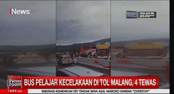 Video Kecelakaan Rombongan Bus Pelajar di Tol Malang