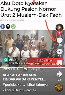 Viral di Tiktok Berpose Acung Jari Dua, Sekda Pidie Jaya Diduga Langgar Netralitas ASN Pilkada 2024