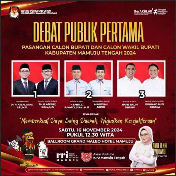 Debat Publik Pertama Cagub dan Cawagub Mateng Digelar Besok!