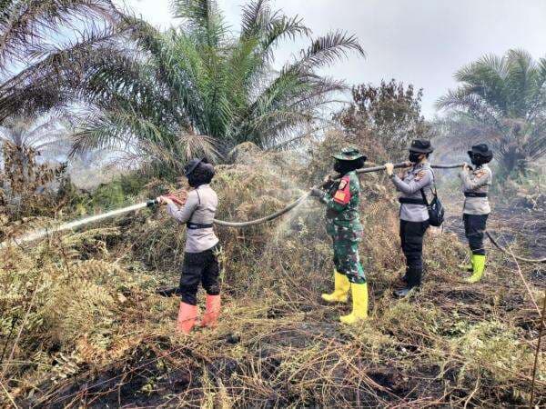 Srikandi TNI - Polri aktif dalam pemadaman api di Rohil untuk Ciptakan Kelancaran Pilkada