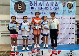 Pasangan Alexa dan Abigail Sabet Juara Ganda Putri Bhatara Fiks Tennis Open 2024