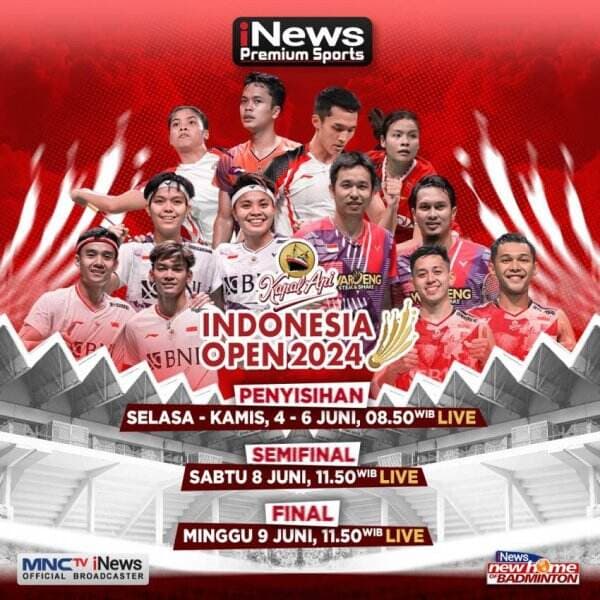 6 Wakil Indonesia Lolos 16 Besar Indonesia Open 2024, Saksikan Eksklusif di iNews!