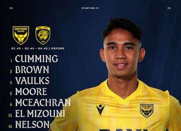 Cetak Sejarah! Marselino Ferdinan Pertama Kali Masuk Daftar Susunan Pemain Oxford United