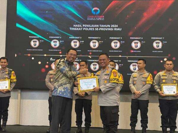 Polres Rohul Peringkat Ke 5 Dalam Penganugerahan Penilaian Kepatuhan Penyelenggaraan Pelayanan Publi