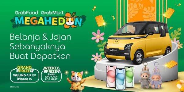 Diskon Hingga 55 Persen dan Grand Prize Mobil EV Meriahkan Grab Megahedon 2024