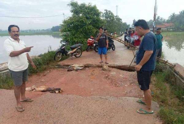 Jembatan Penghubung Margodadi-Ambarawa Timur Amblas, Akses Kendaraan Roda Empat Terputus