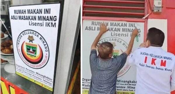 Viral Ormas Pasang Stiker Lisensi Warung Padang Asli, Netizen Heran: Gimana Kalau Nasi Kucing