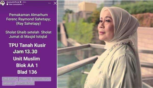 Dewi Yull Ungkap Ray Sahetapy Akan Dimakamkan Jumat Pukul 13.30 WIB usai Disholatkan di Masjid Istiqlal Dewi Yull Ungkap Ray Sahetapy Akan Dimakamkan Jumat Pukul 13.30 WIB usai Disholatkan di Masjid Istiqlal