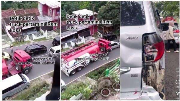 Viral Video Truk BBM Tabrak Mobil di Nagreg akibat Rem Blong, Sejumlah Motor Nyaris Terlindas Viral Video Truk BBM Tabrak Mobil di Nagreg akibat Rem Blong, Sejumlah Motor Nyaris Terlindas