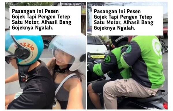 Viral Pasangan Ini Pesan Ojek Online tapi Ingin Tetap Bersama, Endingnya Bikin Ngakak