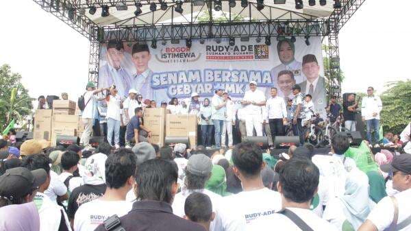 5.000 Warga Cijujung Antusias Ikuti Senam Bareng Cabup Bogor Rudy Susmanto