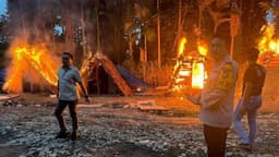 TNI - Polri Bakar Habis Sarang Narkoba di Langkat dan Deliserdang, 47 Orang Diamankan