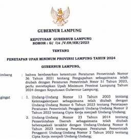 Penjabat Gubernur Tetapkan UMP Lampung 2025 Naik Rp176 Ribu