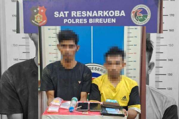 Polres Bireuen Tangkap Dua Pengedar Sabu, Sejumlah Barang Bukti Diamankan