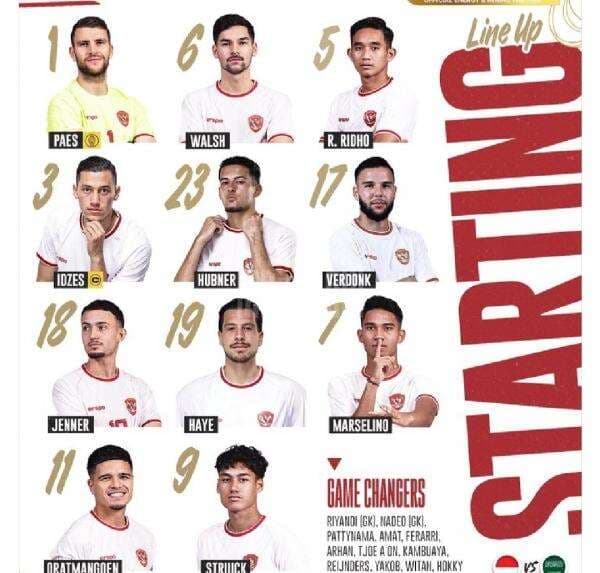 Marselino Jadi Starter! Inilah Line-Up Timnas Indonesia, Siap Hadapi Arab Saudi