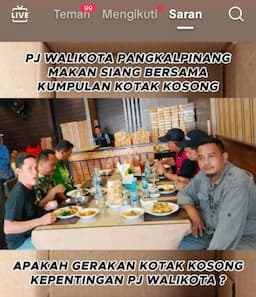 Fotonya Lagi Makan dengan Relawan Kotak Kosong Viral, Ini Klarifikasi Pj Walikota Pangkalpinang