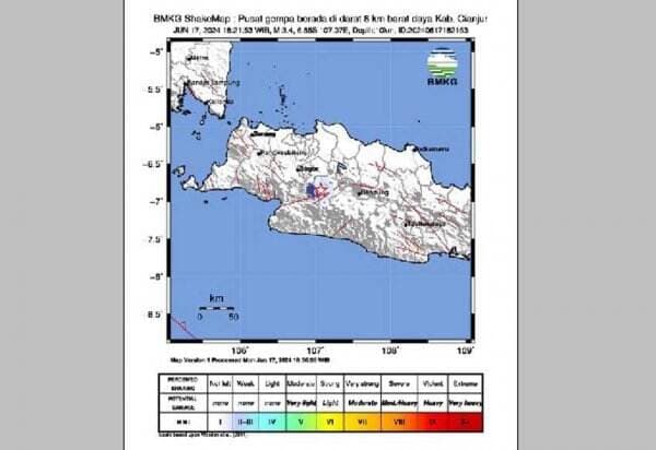 Gempa Dangkal M3,4 Guncang Kabupaten Cianjur
