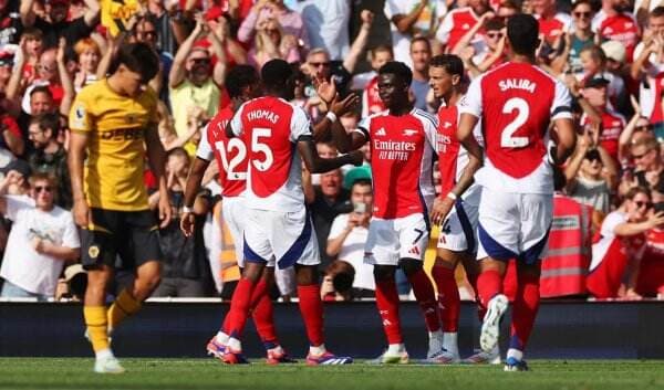 Hasil Arsenal vs Wolverhampton Wanderers di Liga Inggris 2024-2025: Tampil Dominan, <i>The Gunners</i> Menang 2-0!