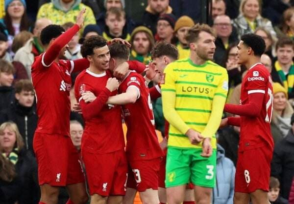 Hasil Liverpool vs Norwich City di Piala FA 2023-2024: Pesta Gol di Anfield, <i>The Reds</i> Lolos ke 16 Besar