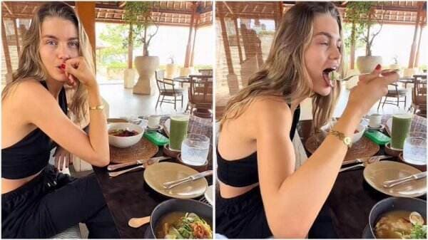 Video Viral Pacar Maarten Paes Keenakan Makan Bubur Ayam di Bali, Netizen: Supermodel Aja Ketagihan!